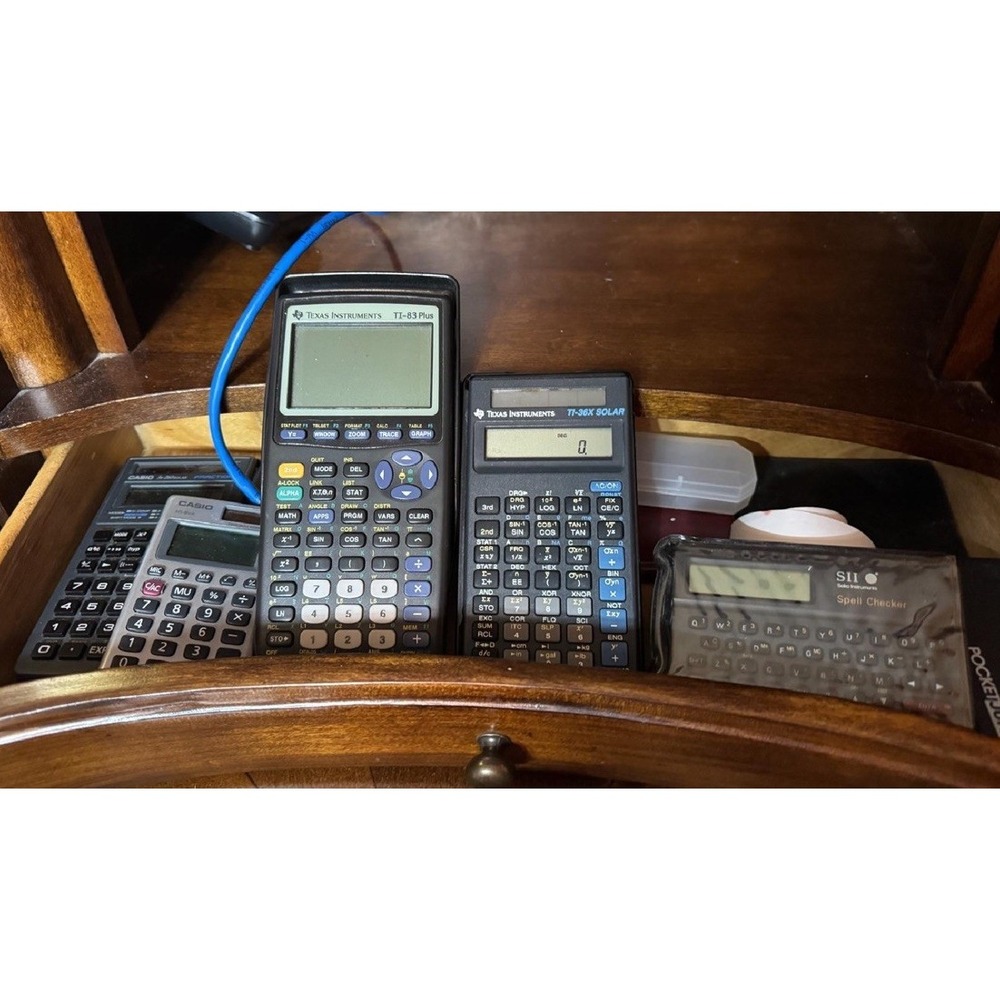 Lot 5 Calculators Texas Instruments‎ TI-83 Plus TI-36X Solar & More Untested